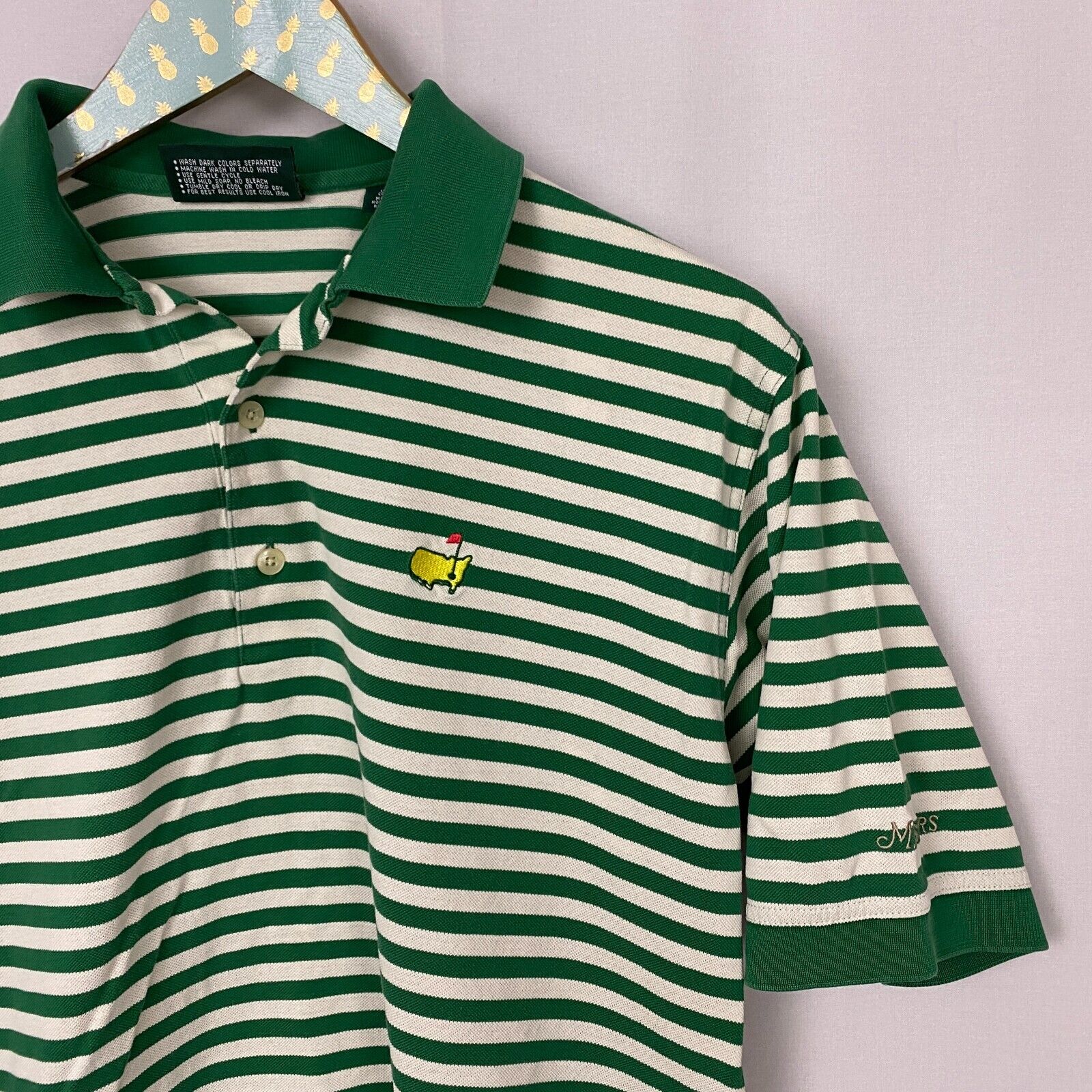 Masters Golf Polo Shirt Mens Small Striped Green … - image 2