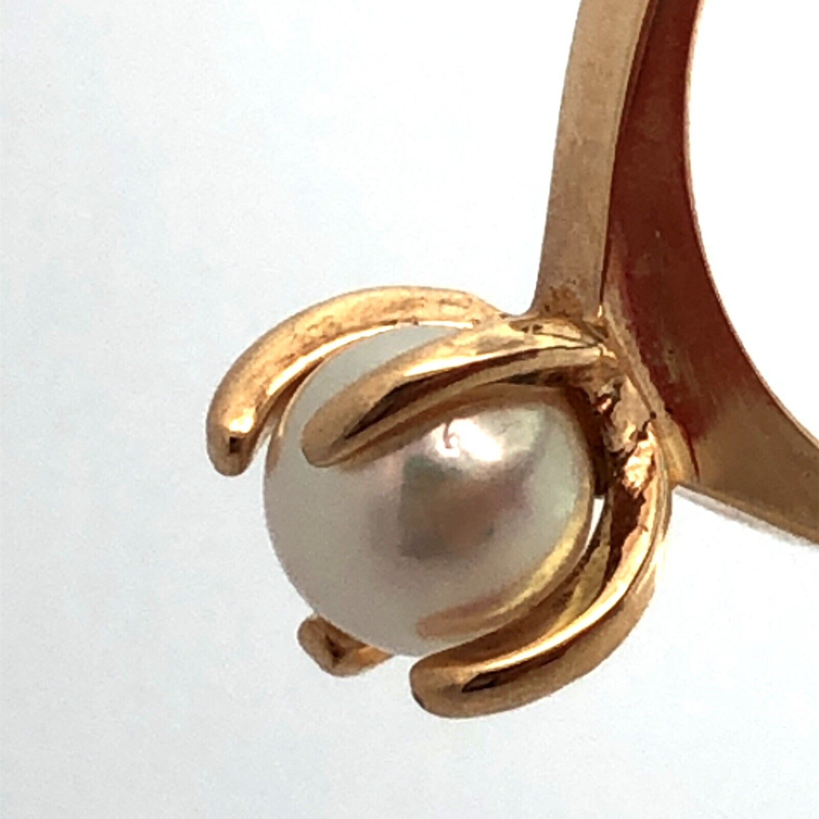 Designer 10K Yellow Gold Pearl Solitaire Size 6.5… - image 9