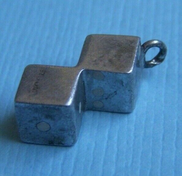 Vintage enamel dice white pips sterling charm - image 5