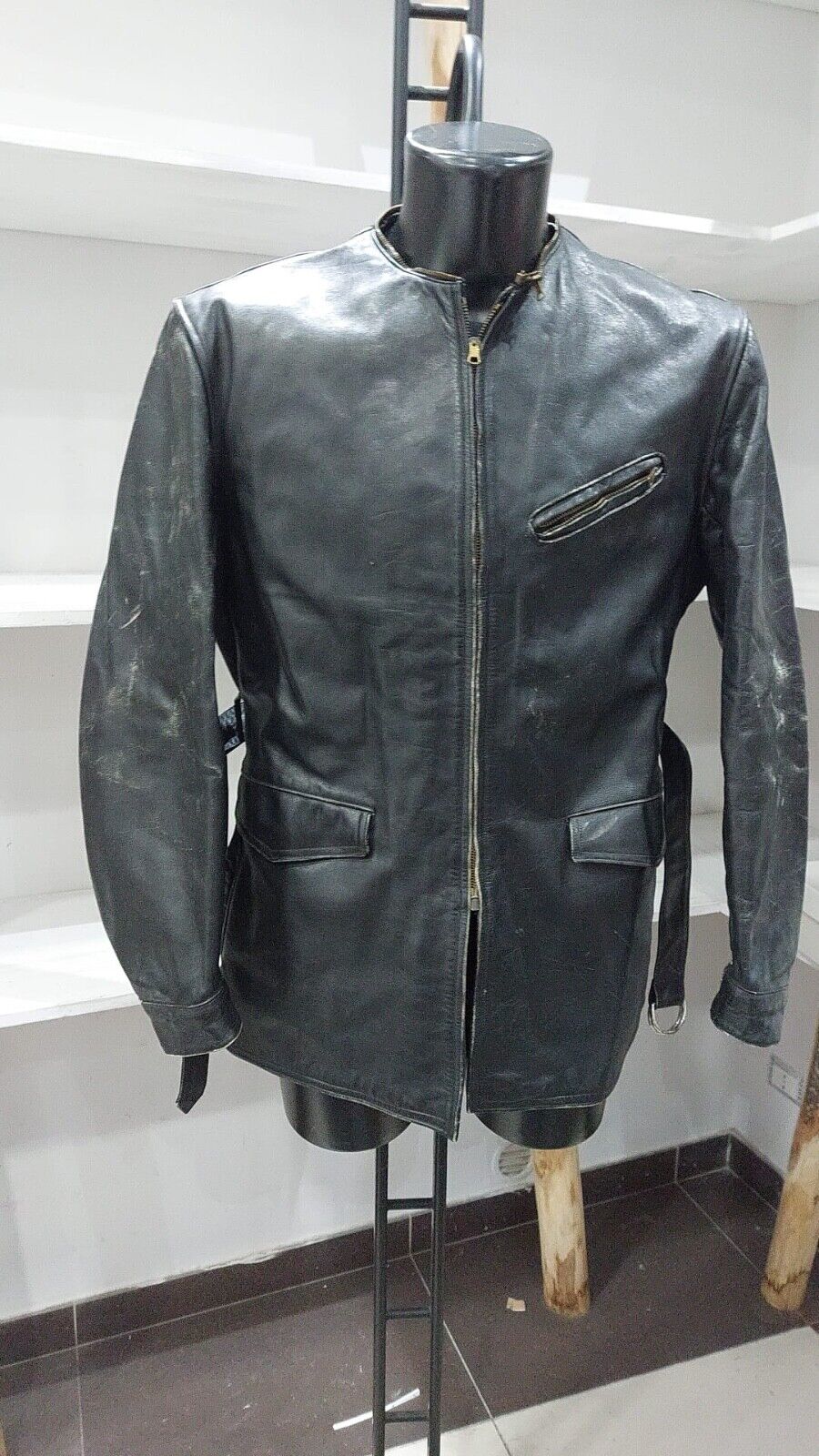 Leather Jacket Used Woman Black Size S-PGC033PI - image 1