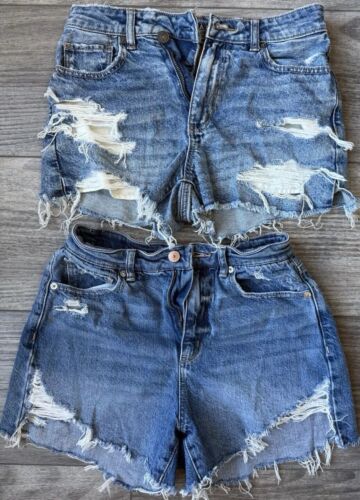 2 Pairs American Eagle Denim Mom Shorts Worn Coupl