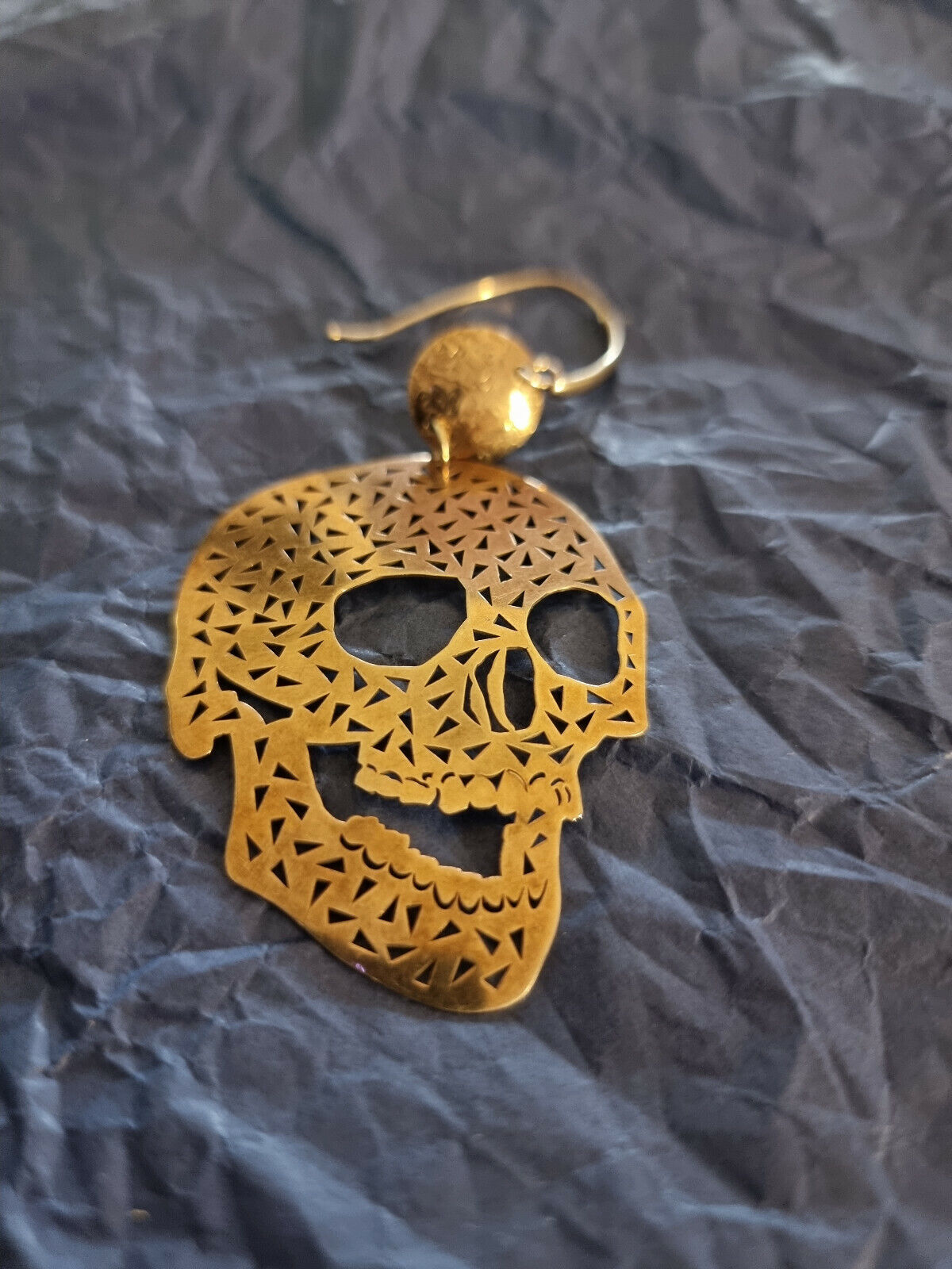 SKULL OVERSIZED STERLING SILVER 925 GOLD PLATED M… - image 3