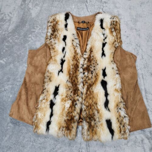 Pamela McCoy Vest Womens 1X Brown Faux Fur Faux S… - image 1