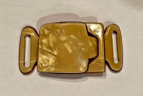 Vintage Bakelite Belt Buckle Butterscotch 1920s A… - image 1