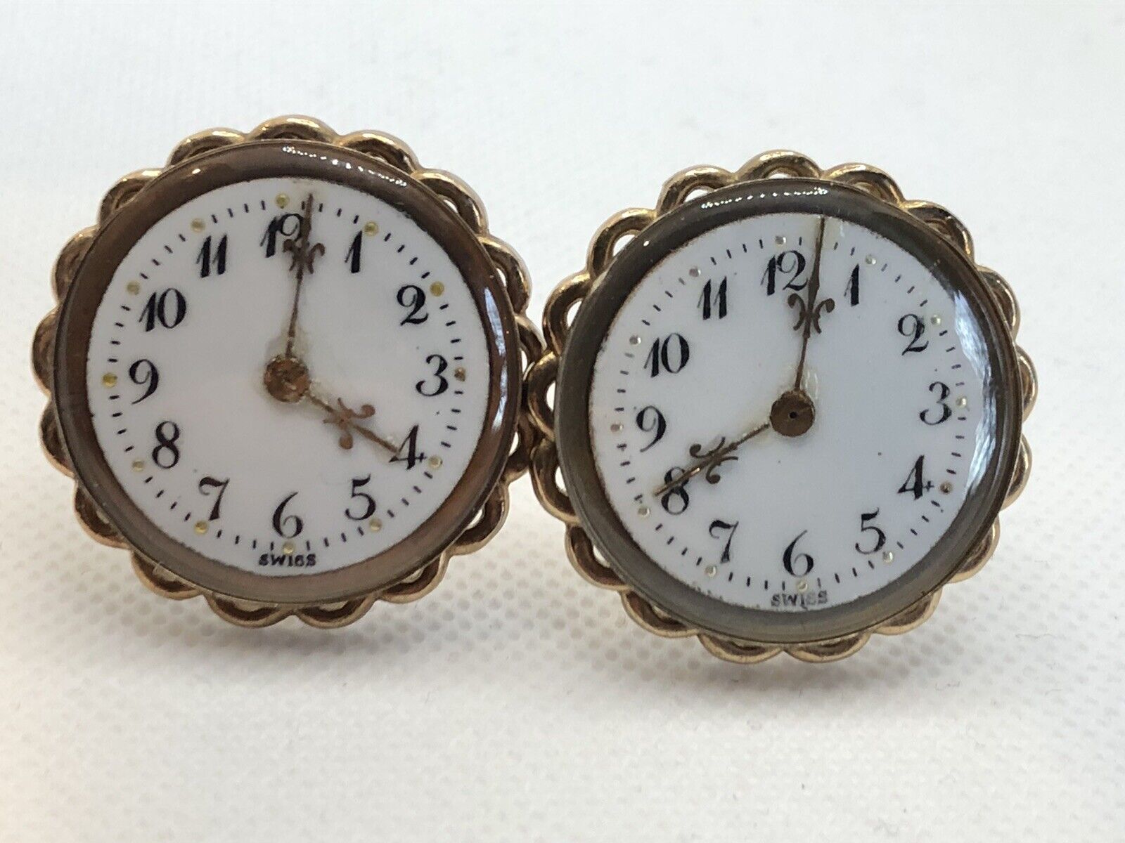 VINTAGE Cufflinks Made With Antique Swiss Watch F… - image 3