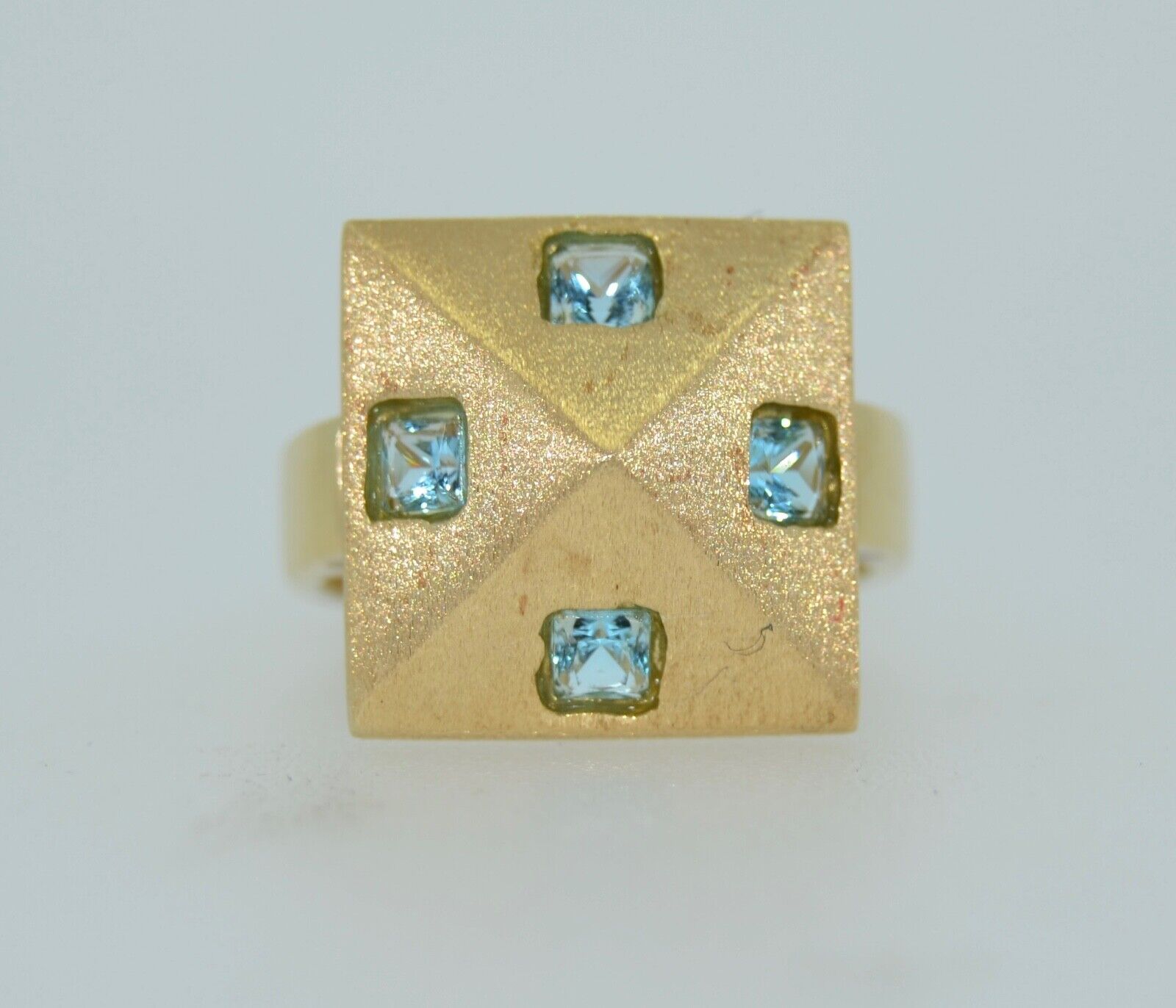 Italian 14K & Aquamarine Modernist Ring - image 8