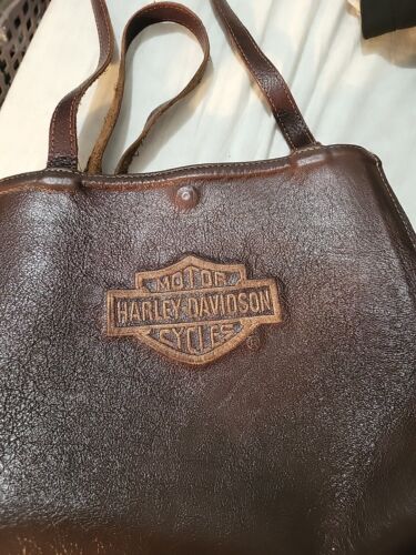 Vintage Harley Davidson Handbag Leather Brown Pur… - image 1