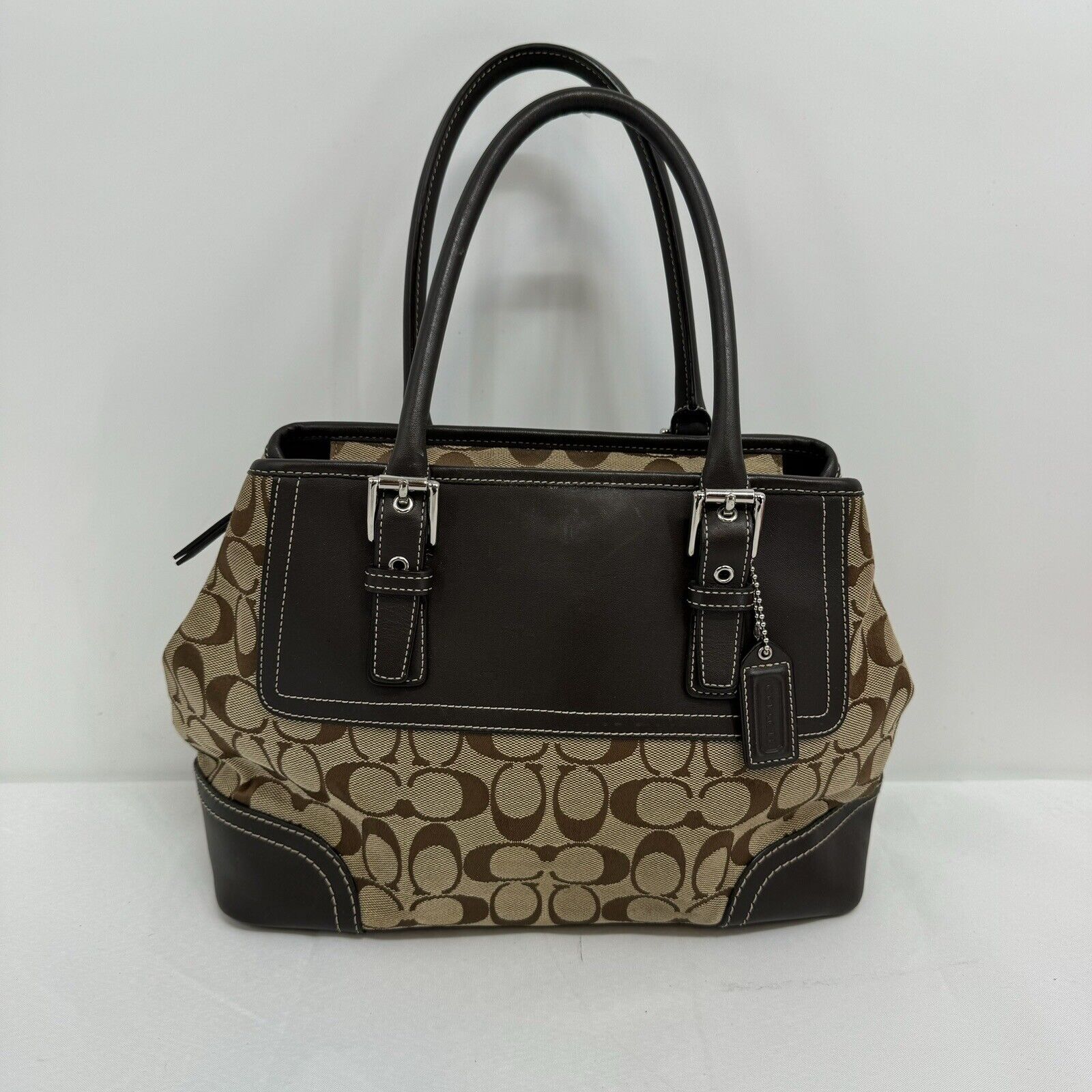 Coach Hampton Brown Khaki Signature Jacquard Leat… - image 2