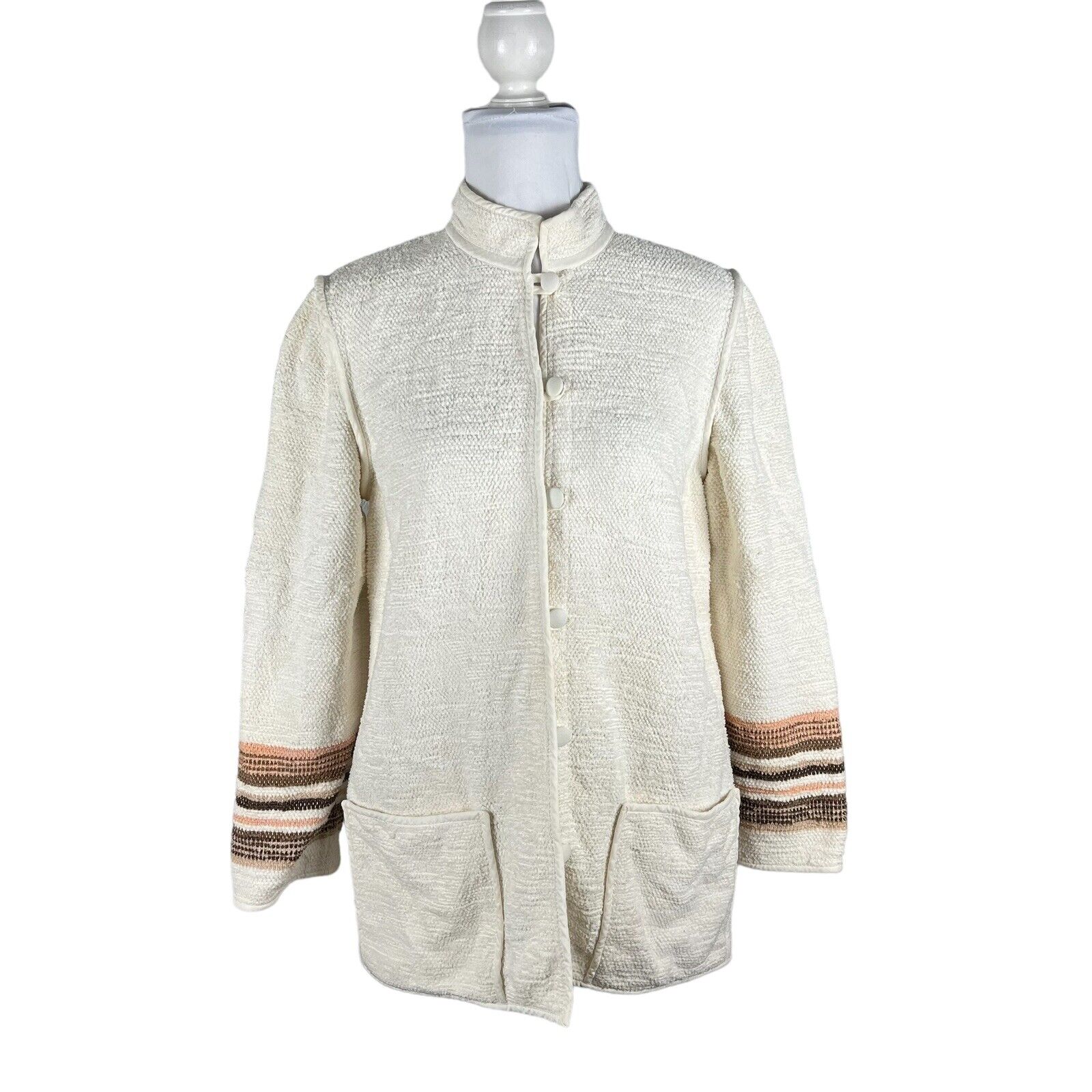 Annikki Karvinen Handmade Jacket Finland Ivory Br… - image 1