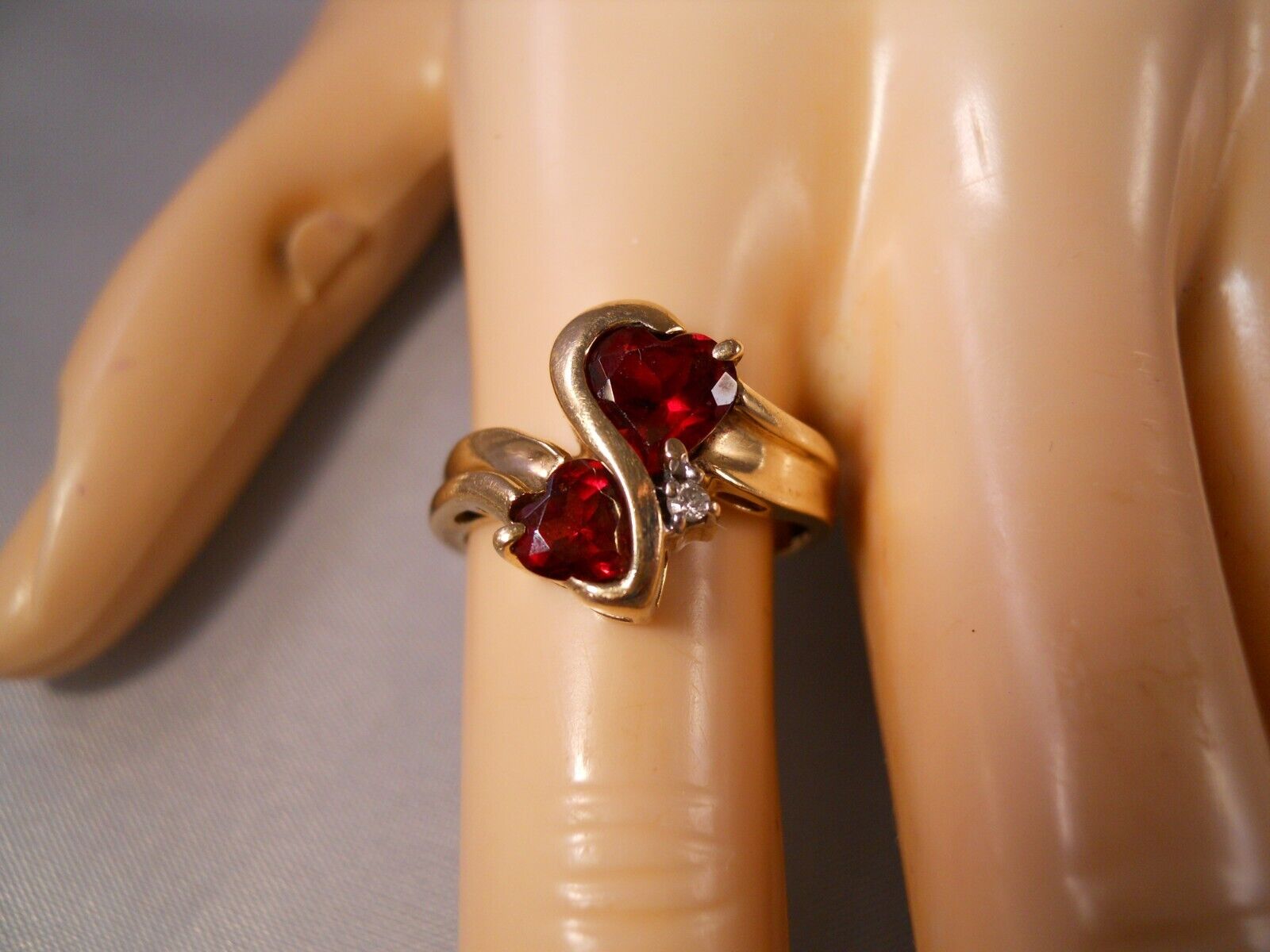 DESIGNER NY 10K YELLOW GOLD RED HEART CUT GARNETS… - image 6