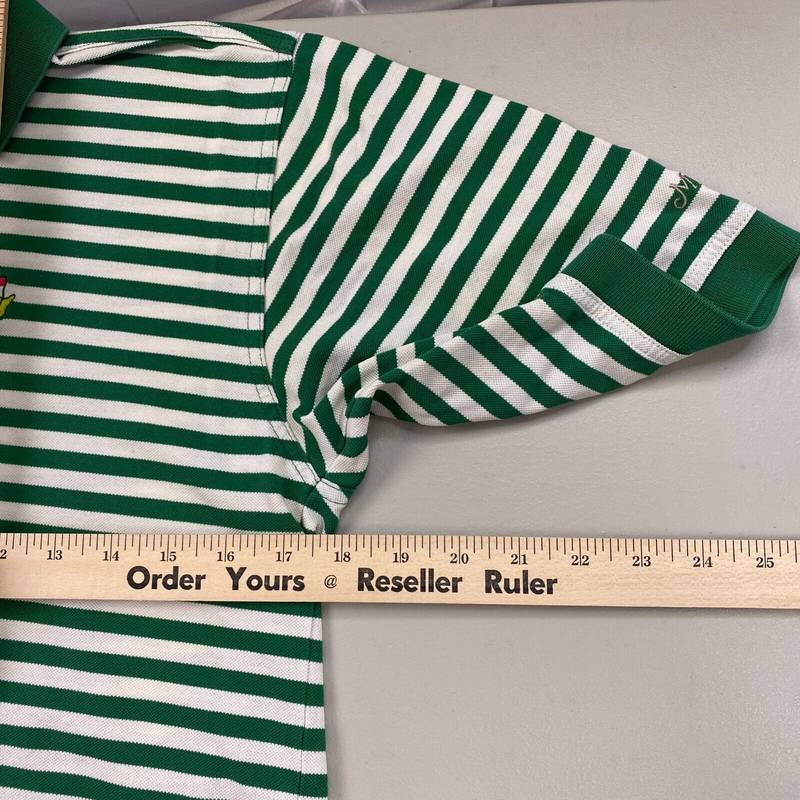 Masters Golf Polo Shirt Mens Small Striped Green … - image 9