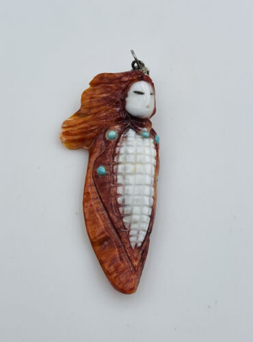 Vintage Southwestern Carved Spiny Oyster Turquois… - image 1