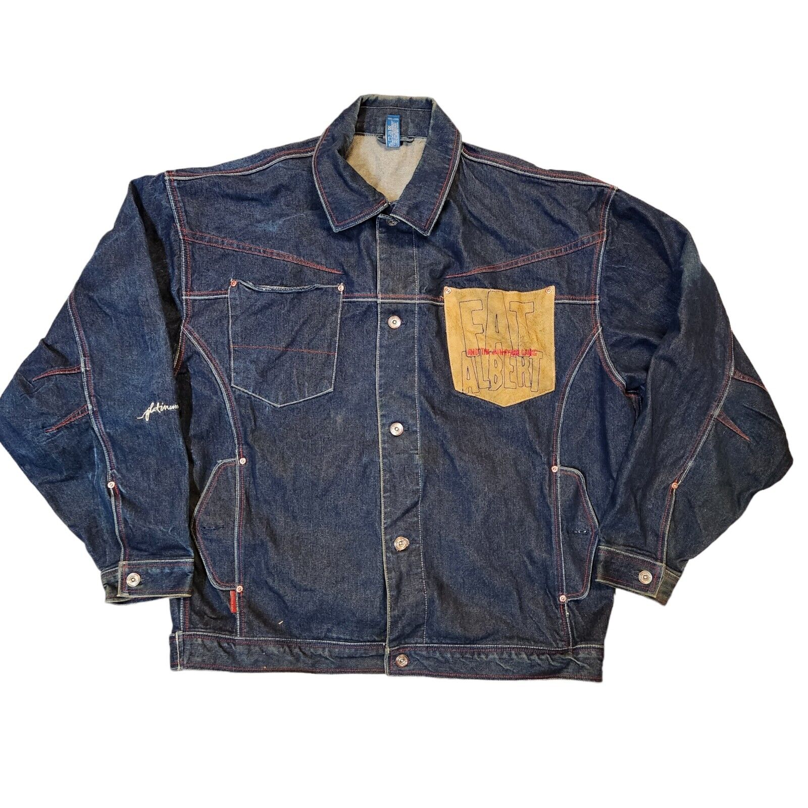 Fat Albert Jean Jacket Mens 4XL Blue Embroidery V… - image 2