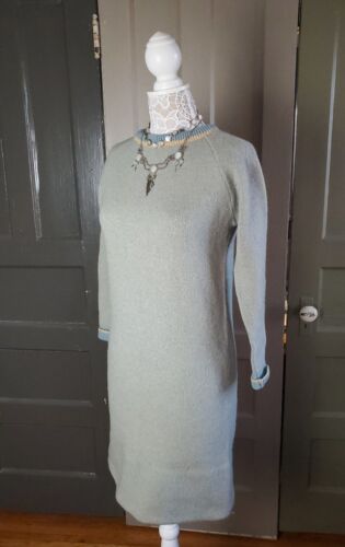 Sears Vintage 70s Shetland Wool Blue Green Knit S… - image 1