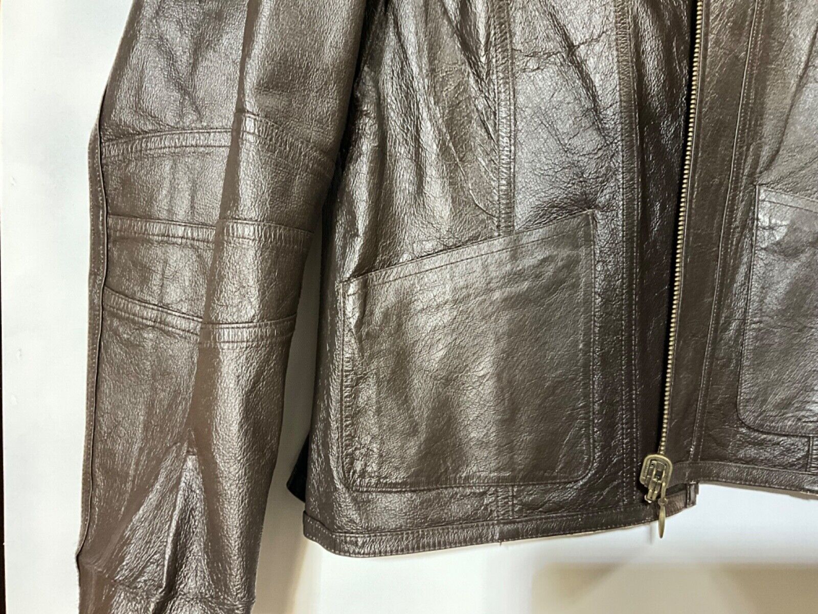 Unique women’s reversible brown leather jacket sz… - image 5