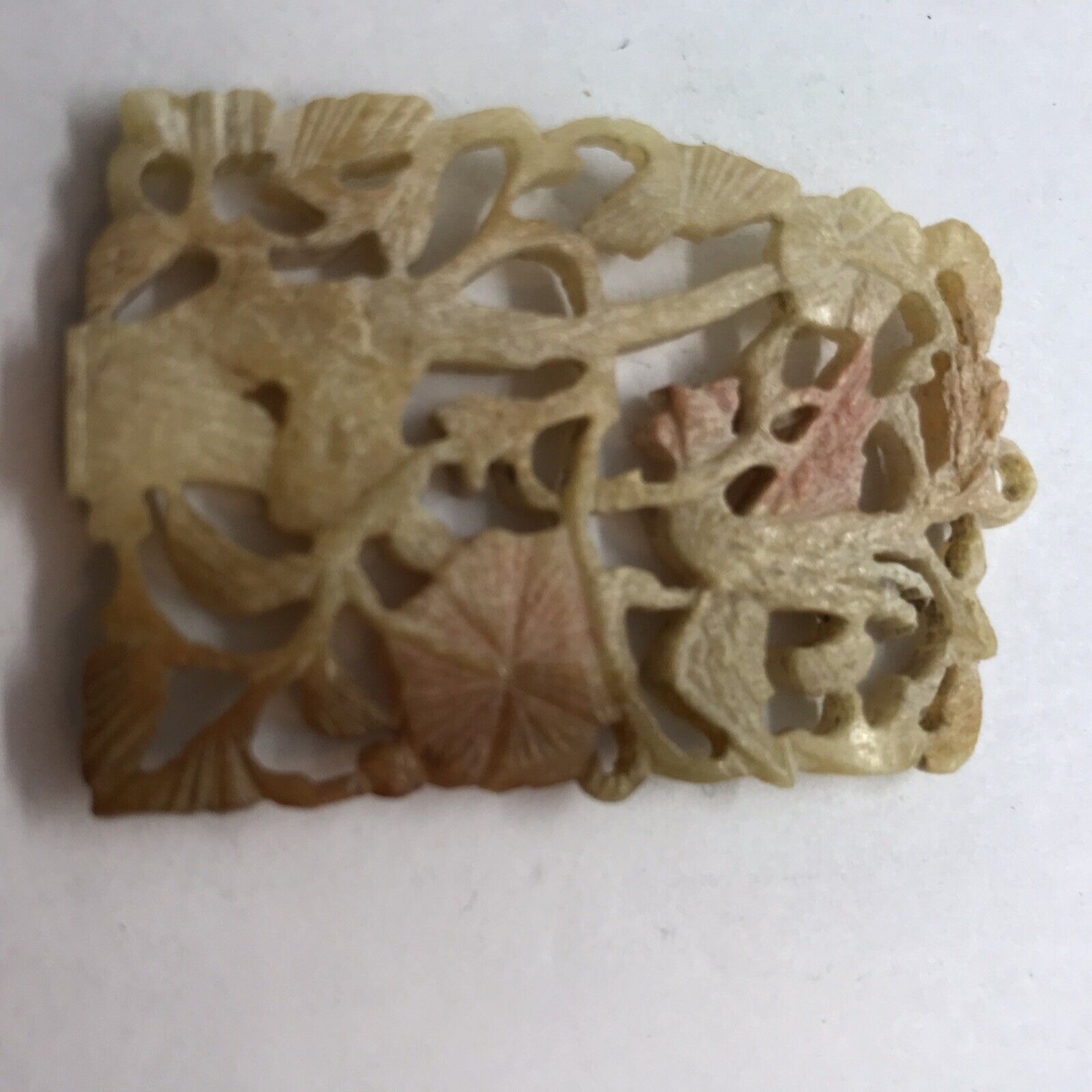 Vintage Carved Celluloid Pendant Bird Flower Roos… - image 6