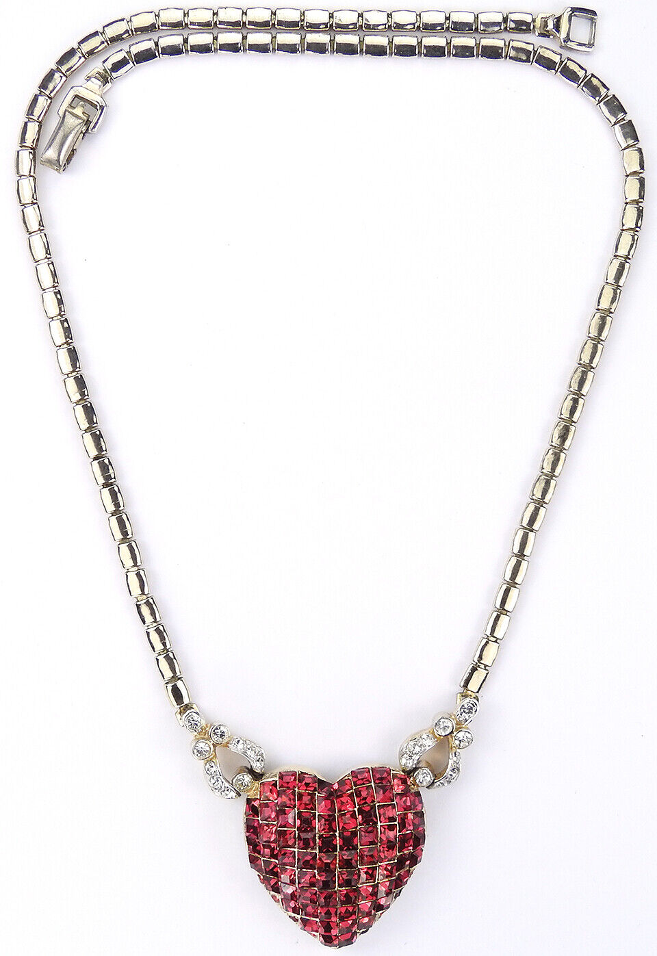 Corocraft Gold Pave and Invisibly Set Ruby Heart … - image 2