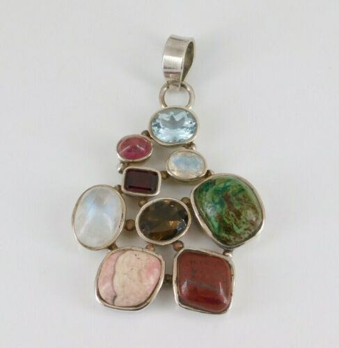 925 Sterling Silver Multi Stone Pendant - image 1