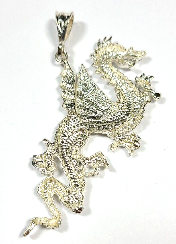 Sterling Silver Large Flying Dragon Pedant - image 4