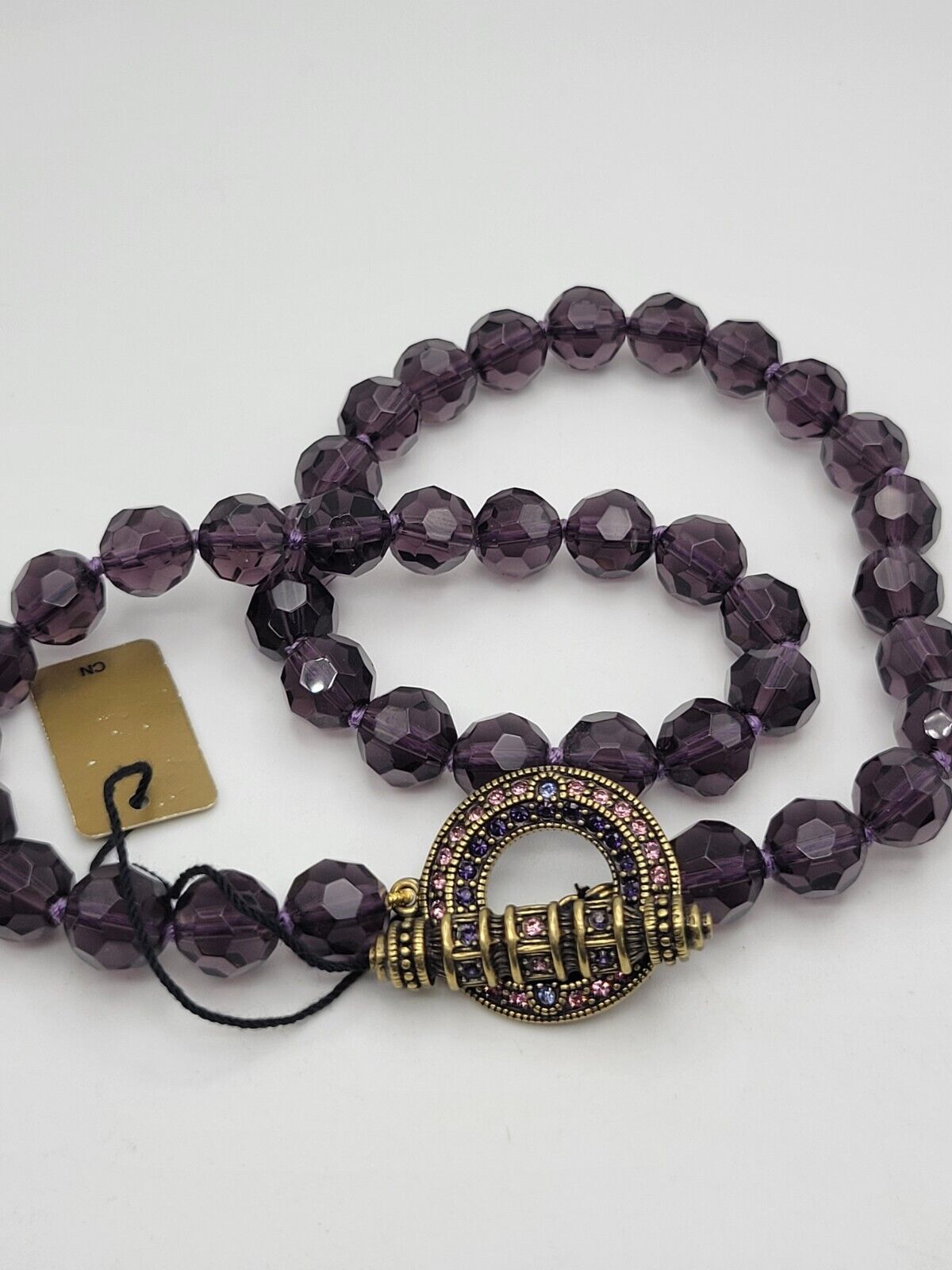 Heidi Daus Purple Faceted Crystal Toggle Clasp Ne… - image 1