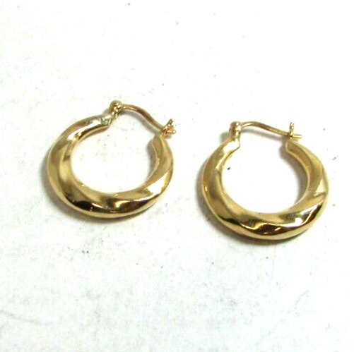 Estate 14K Yellow Gold Twisted Wave Design Hoop E… - image 1