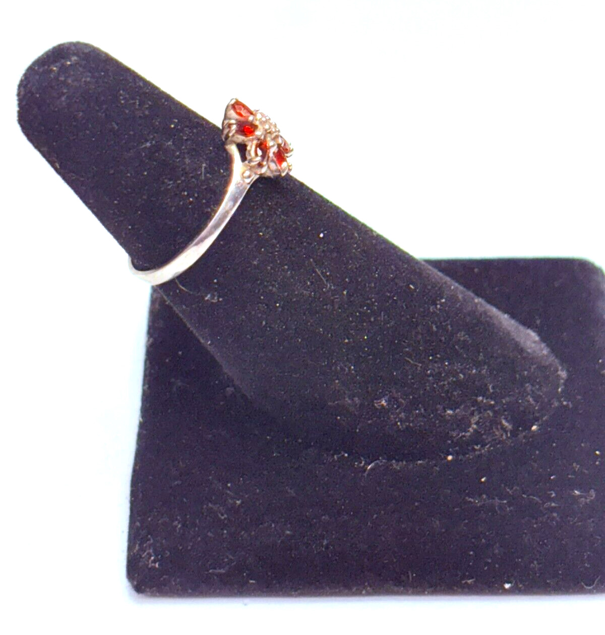 Vintage 10k White Gold Garnet Diamond Ring - image 2