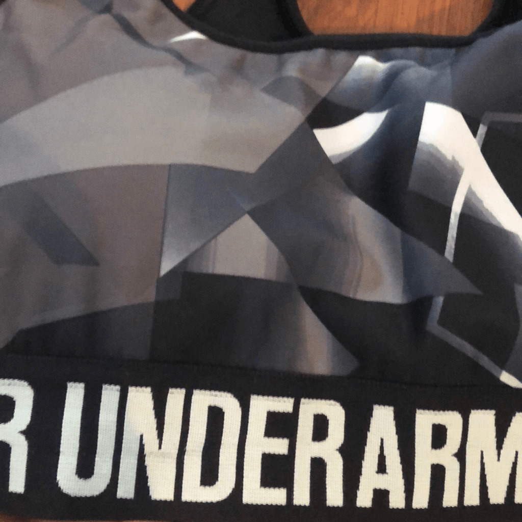 Under Armour Gray and black printed athletic bra … - image 2