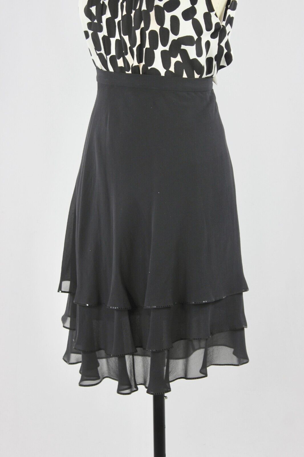 ST. JOHN EVENING Black Silk Chiffon Ruffle Asymme… - image 5