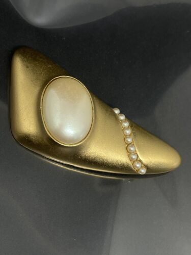 VTG Yves Saint Laurent Signed YSL Faux Pearls Brus