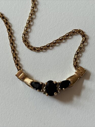 16” 10KT Yellow Gold Sapphire Necklace