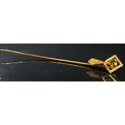 14K YELLOW GOLD  AND PERIDOT STICK PIN SKY - image 1