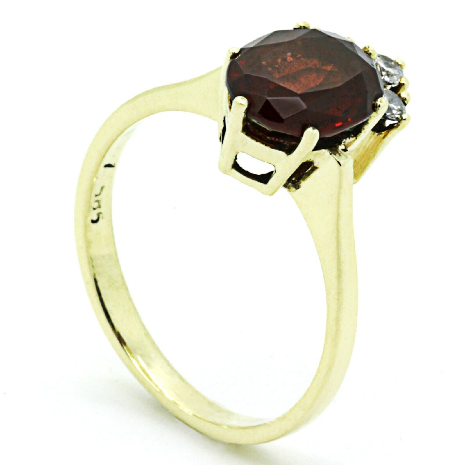 Ring 585 Yellow Gold with Garnet & Diamonds - image 2