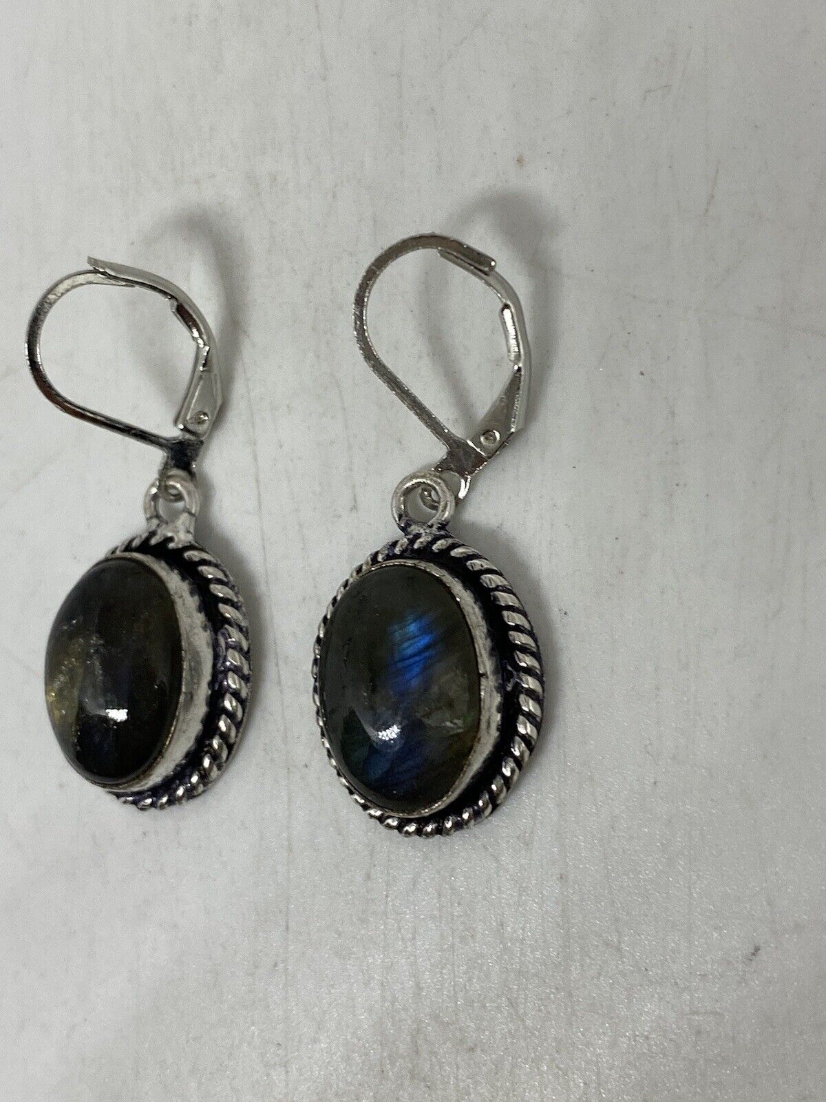 Vintage Rainbow Labradorite  Lever Back Earrings … - image 5