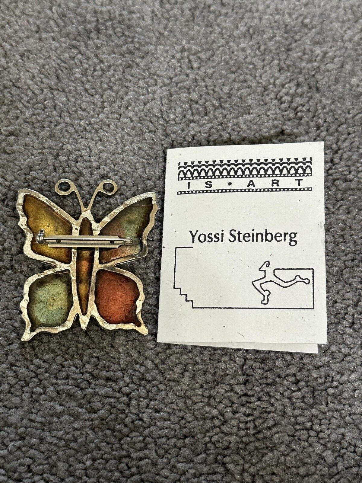 Vintage Yossi Steinberg Butterfly Brooch With Box… - image 2