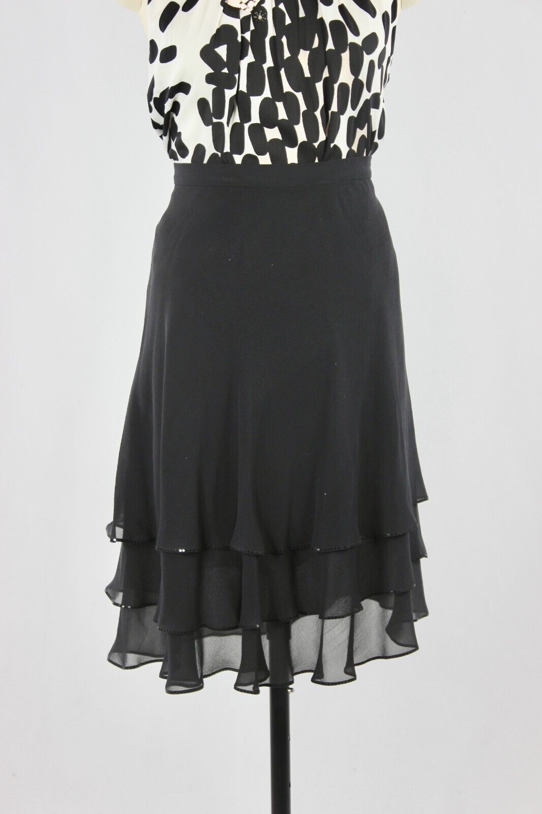 ST. JOHN EVENING Black Silk Chiffon Ruffle Asymme… - image 2