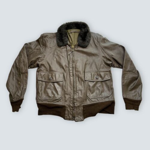 Vintage Leather Jacket G1 Bomber Flight Jacket Si… - image 1