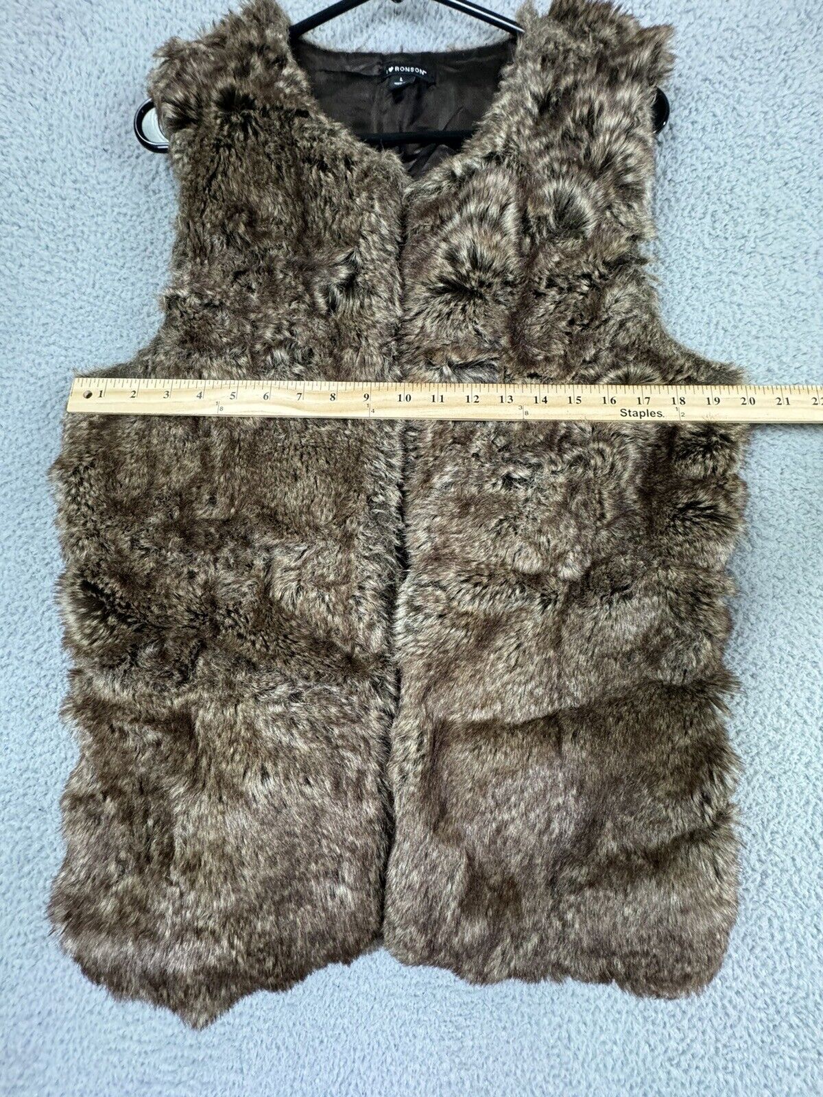 I Love Robson Vest Womens Large Brown Faux Fur Li… - image 6