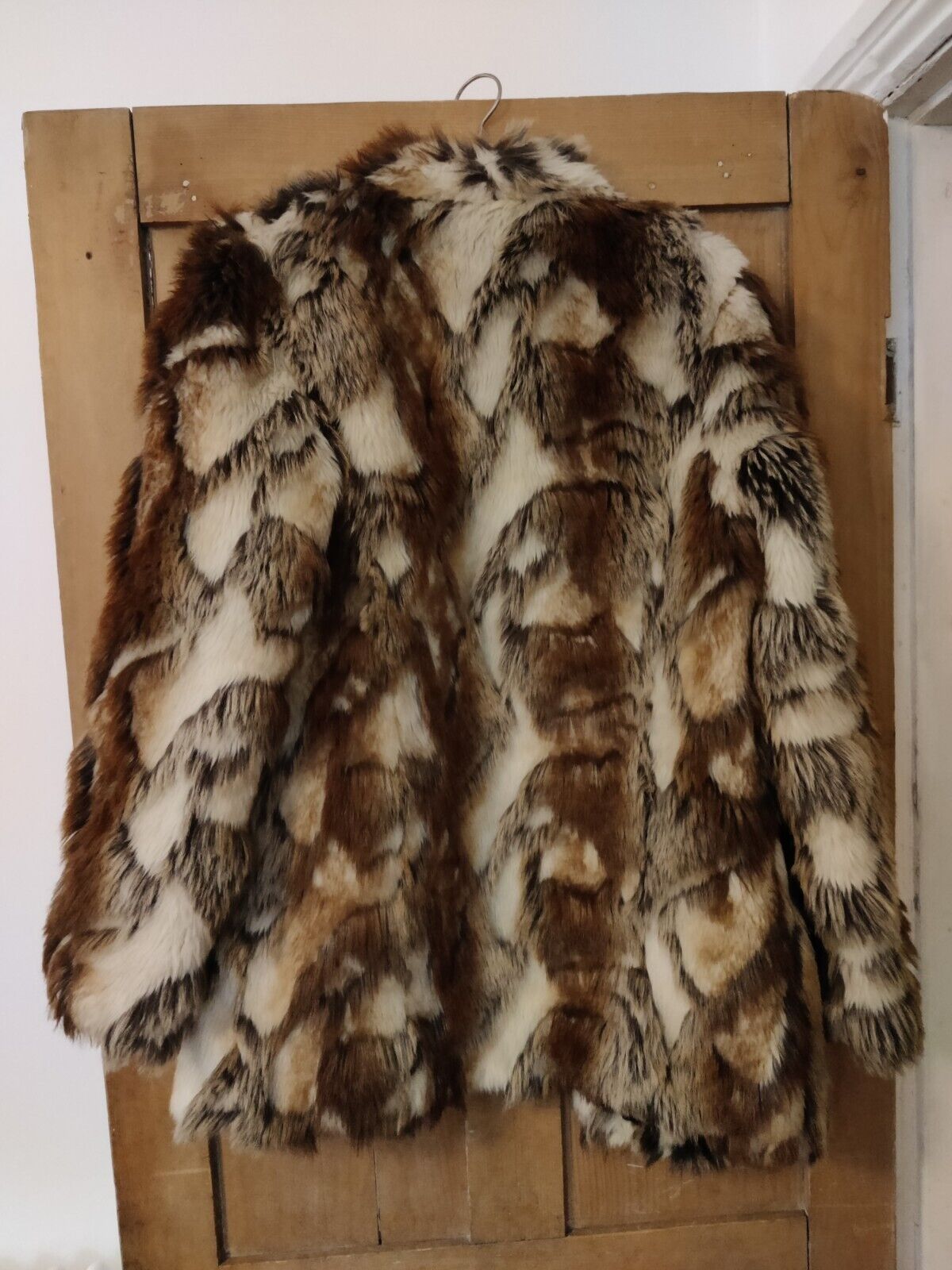 ASOS Faux Fur Shaggy Brown Jacket Coat Size 12 Mi… - image 11