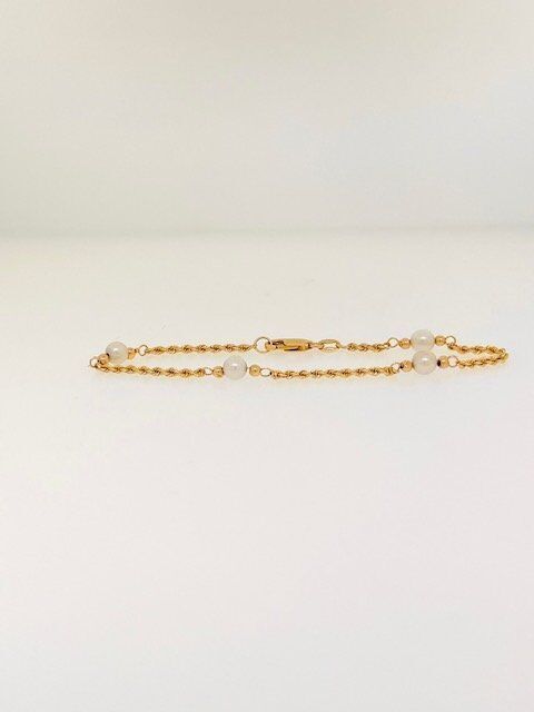 14K Yellow Gold Bracelet With Pearls - image 2