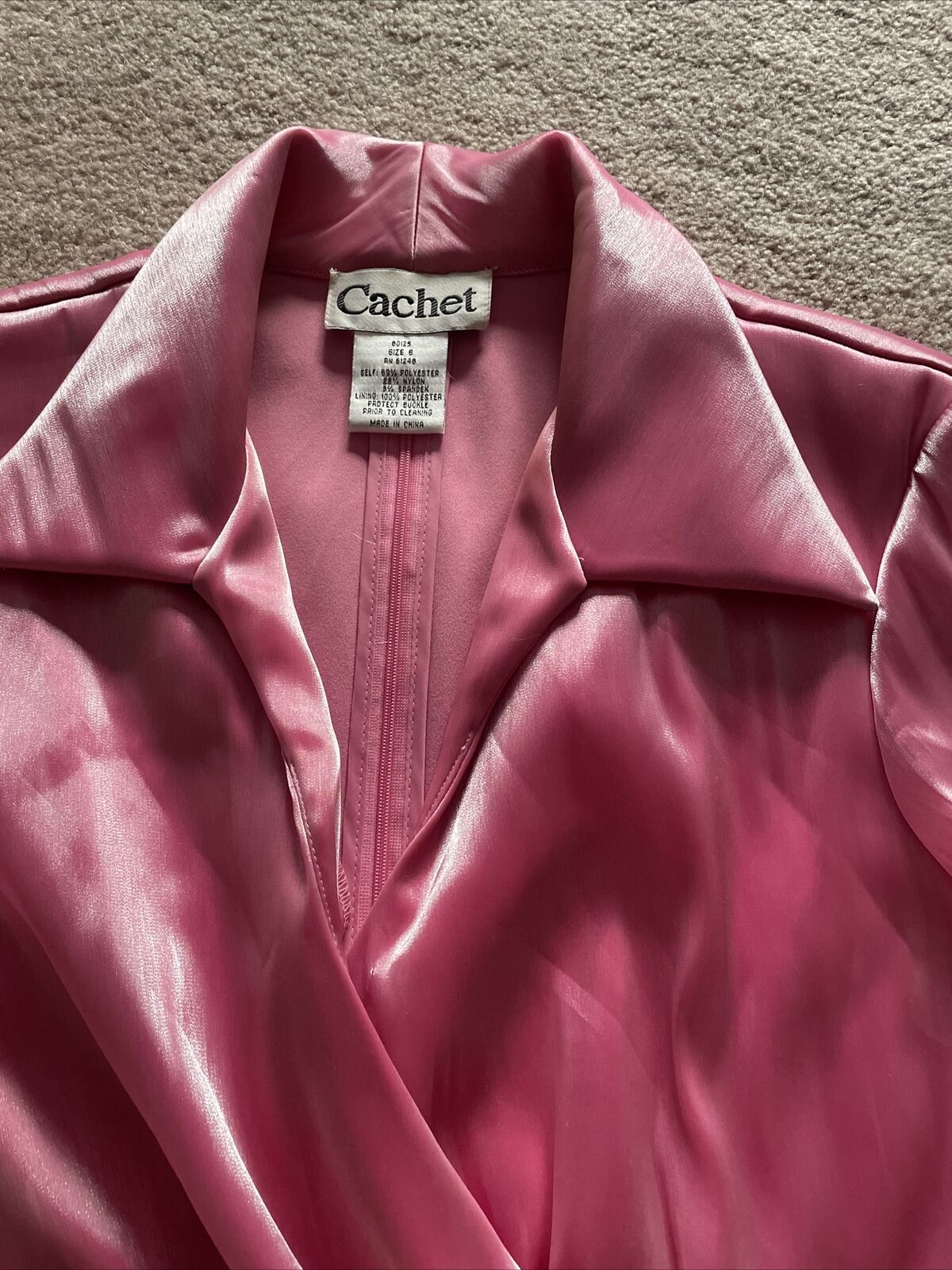 CACHET Shiny Barbie PINK Faux Wrap Evening Blouse… - image 3