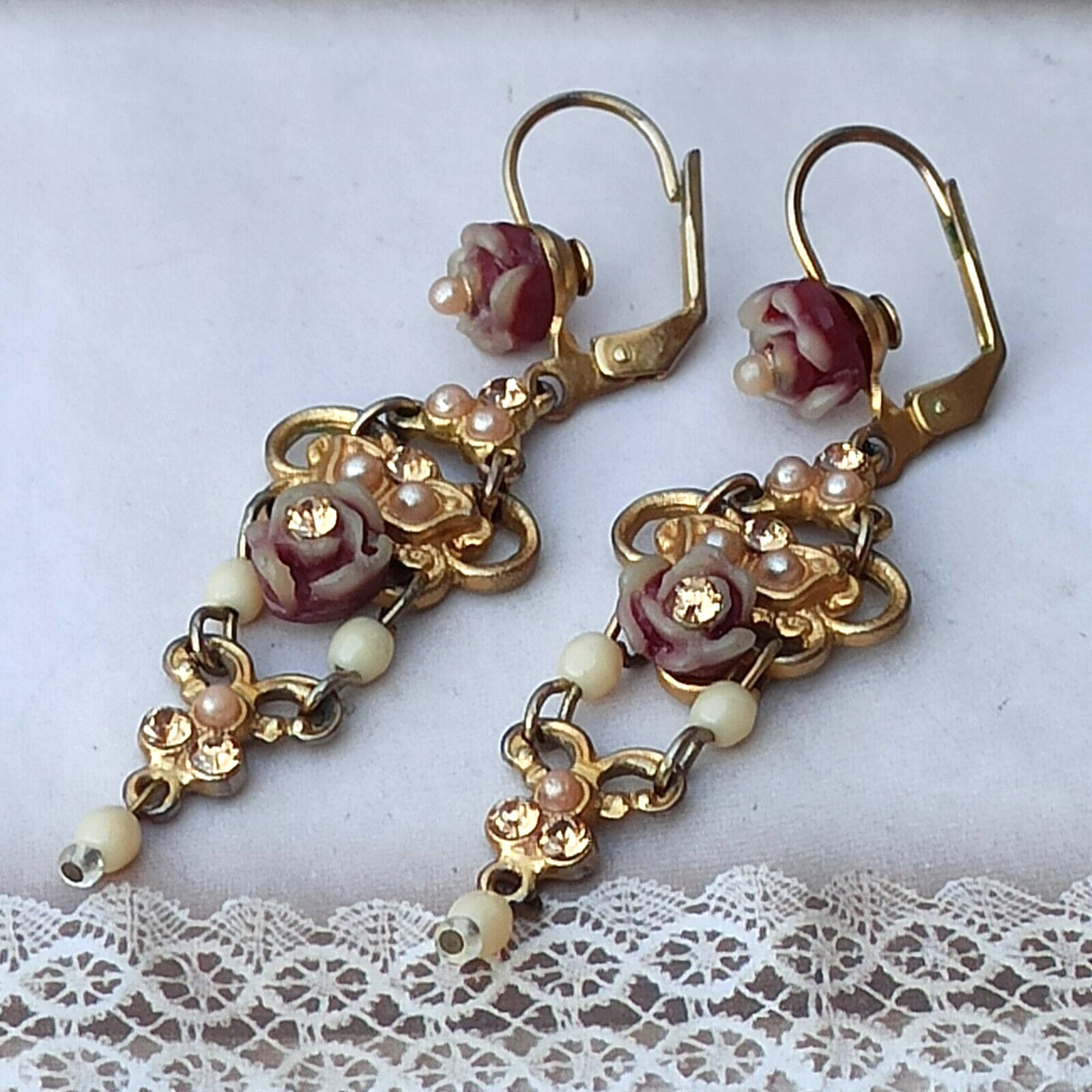 Michal Negrin Earrings Filigree Carved Rose Gold … - image 3