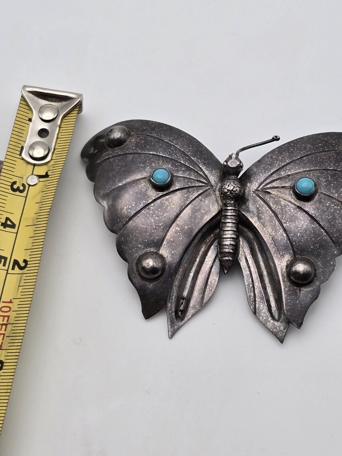 Stunning antique vtg. Mexico sterling 925 turquoi… - image 4