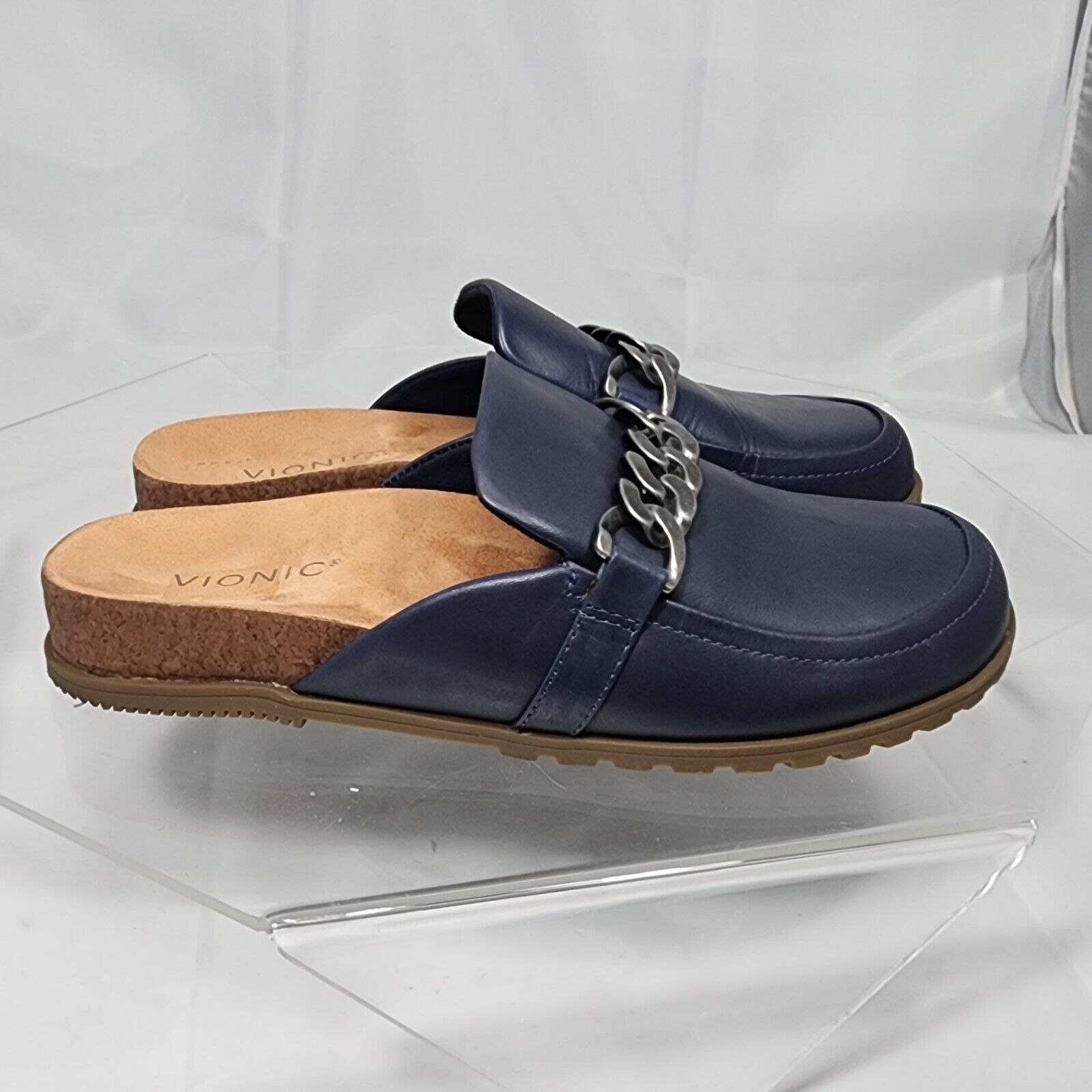 Vionic Georgie Navy Leather Mules Slip On Chain C… - image 7