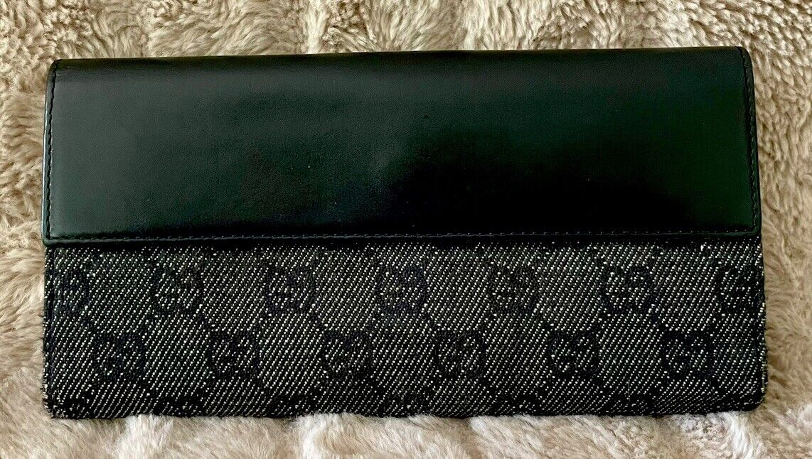 GUCCI Jackie Vintage Canvas Black Long Wallet AUT… - image 2