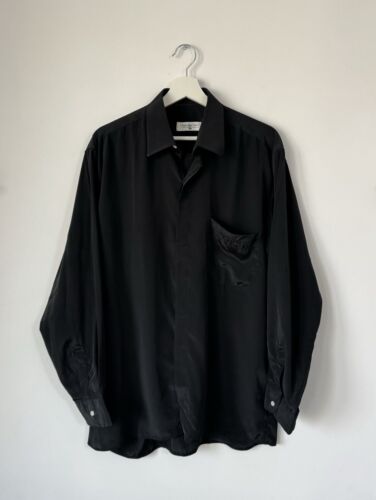 Vintage 90s Christian Dior Paris Silk Shirt Black 