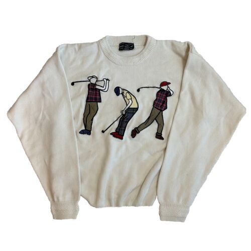 VTG Preswick & Moore Golf Applique Knit Sweater X… - image 1