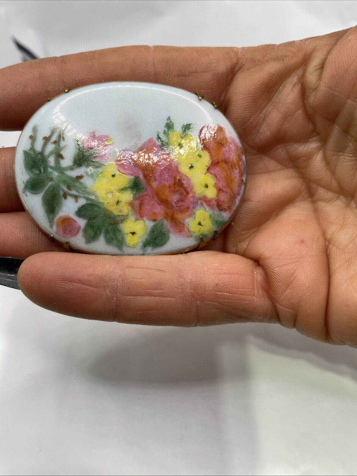 Victorian Hand-Painted Porcelain Portrait Brooch … - image 5