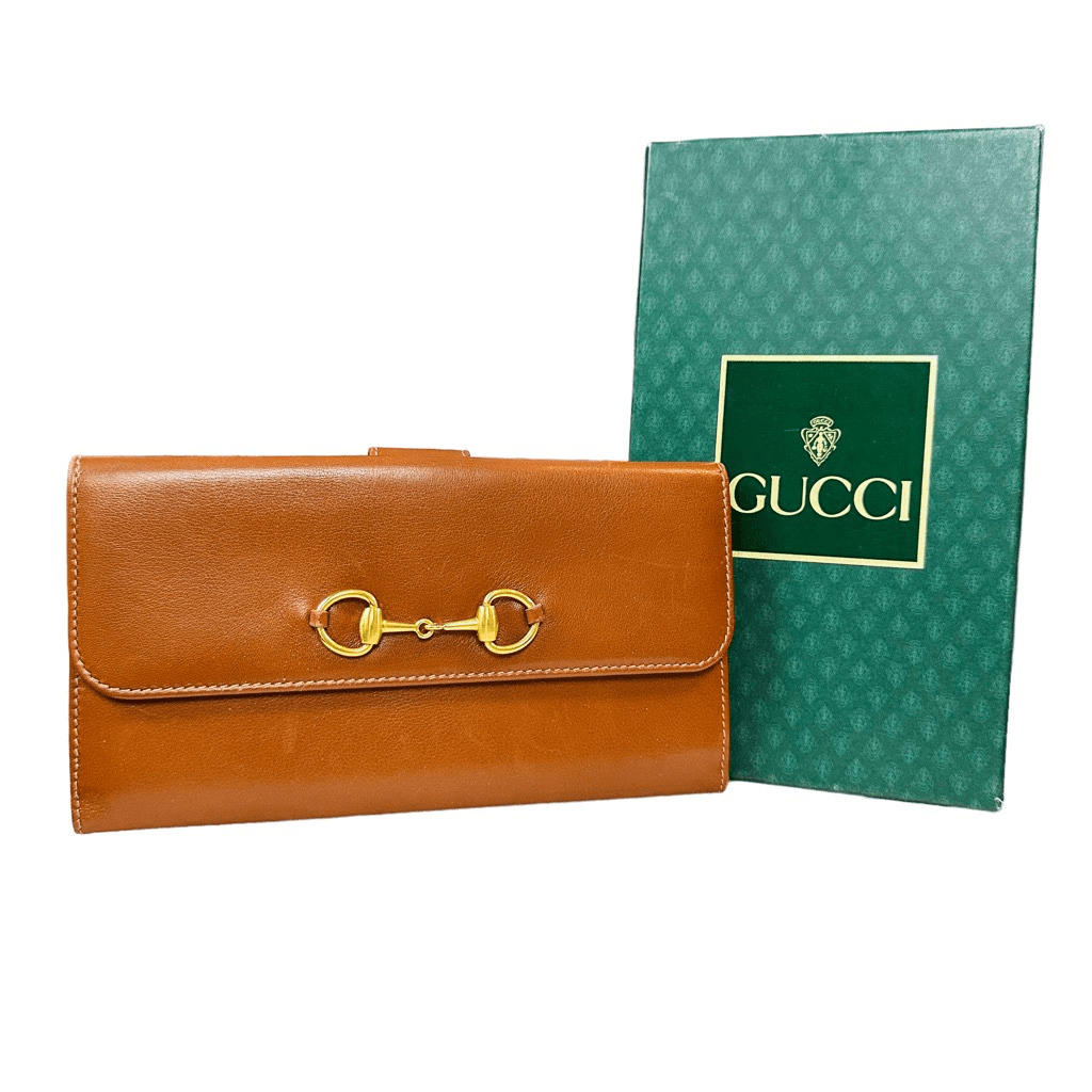 Gucci Vintage Horsebit Long Brown Wallet With Box - image 1