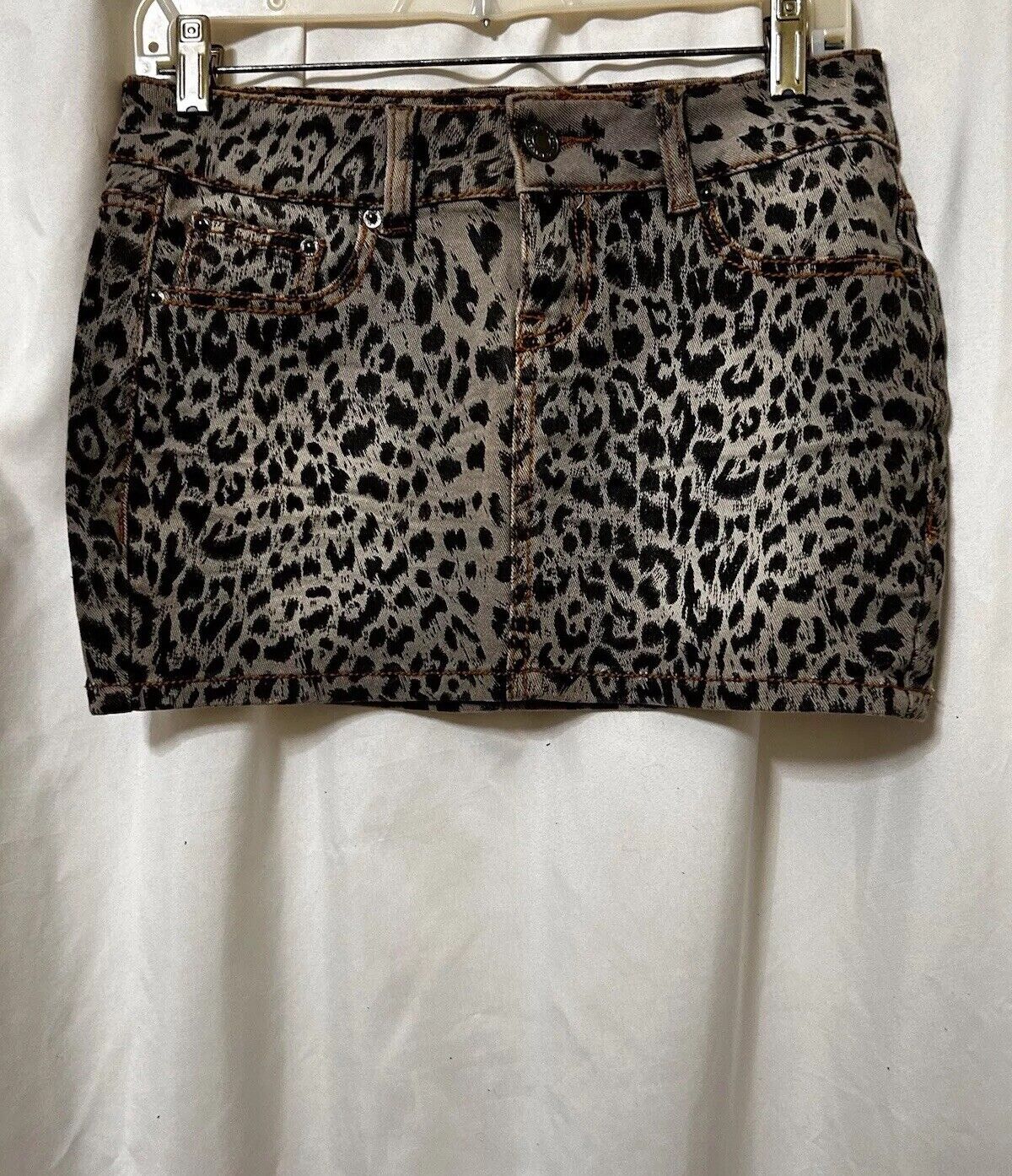 Vintage Rue 21 Denim Cheetah Leopard  Mini Skirt … - image 6