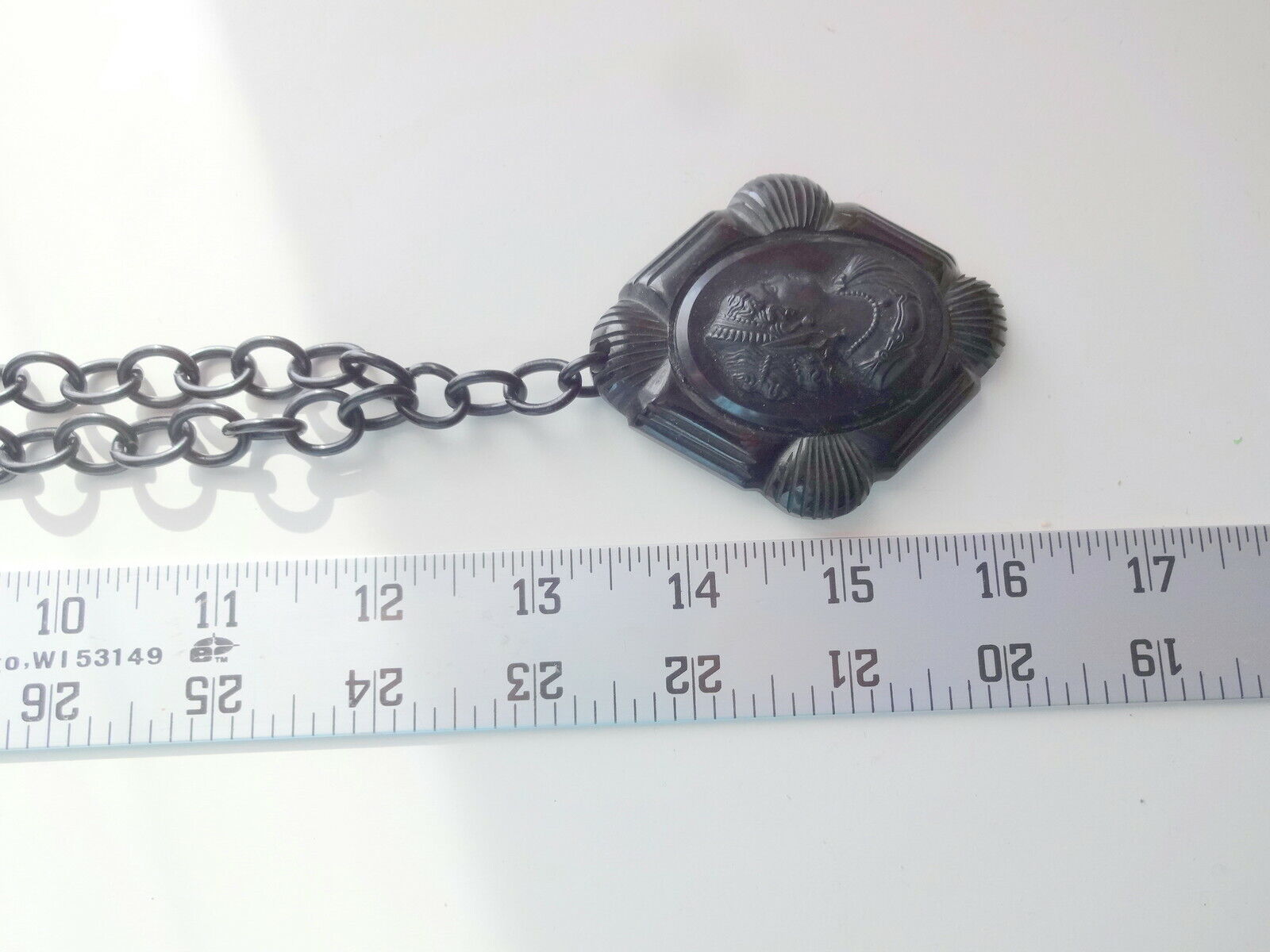 Antique Victorian Mourning Jewelry Black Lava Hug… - image 12